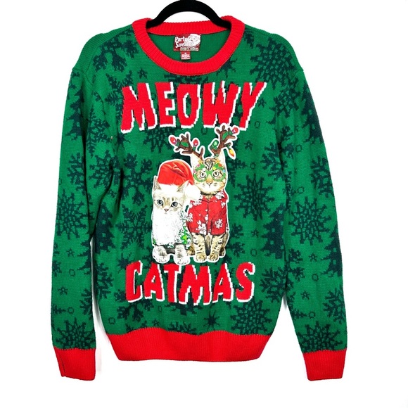 UGLY CHRISTMAS SWEATER crewneck pullover sweater P11 - Picture 1 of 6